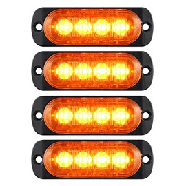 Pack of 4 Aluminum Housing Amber LED Clearance Lamp Trailer Side Marker Light, AT-HAIHAN DOT Compliant Waterproof Surface Mount Lighting for Truck Tractor Motorcycle Van RV