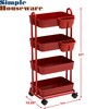 Simple Houseware 4-Tier Multifunctional Rolling Utility Cart with Hanging Buckets,