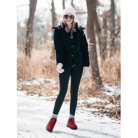 SHIBEVER Womens Winter Snow Boot: Warm Fur Lined Slip On Short Boot for Women Comfortable Lightweight Outdoor Red Size 7