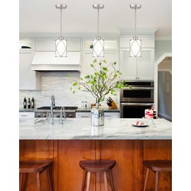 Osimir Modern Pendant Lights, Brushed Nickel Pendant Light Fixtures, Cylindrical Pendant Lighting for Kitchen Island, Kitchen Hanging Lights Over Island, Dining Room, 2 Pack, CH9176BNW-2PK