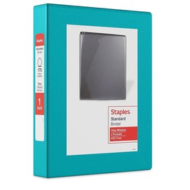 Staples Mini View Binder 1" 3-Ring, Teal