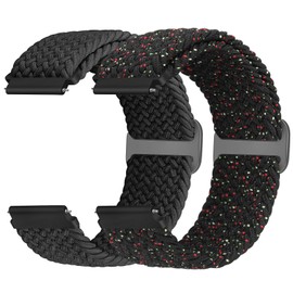 Acortjl Braided Solo Loop Watch Band - Choice of Width -18mm 20mm 22mm, Quick Release Braided Replacement Wristband Nylon Stretchy Watch Straps for Men Women, 2PCS