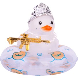 CoFuBcad Car Rubber Duck Dashboard Decoration Colorful Duck Car Ornaments with Special Props Mini Swim Ring Sunglasses Cowboy or Sun Hat(A30)