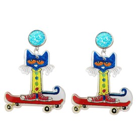 Funny Acrylic Teacher Student Animal Drop Dangle Earrings Cat Dog Elephant for Teachers, Educators, Librarians Gradution Reading Events Back to School Jewelry-E