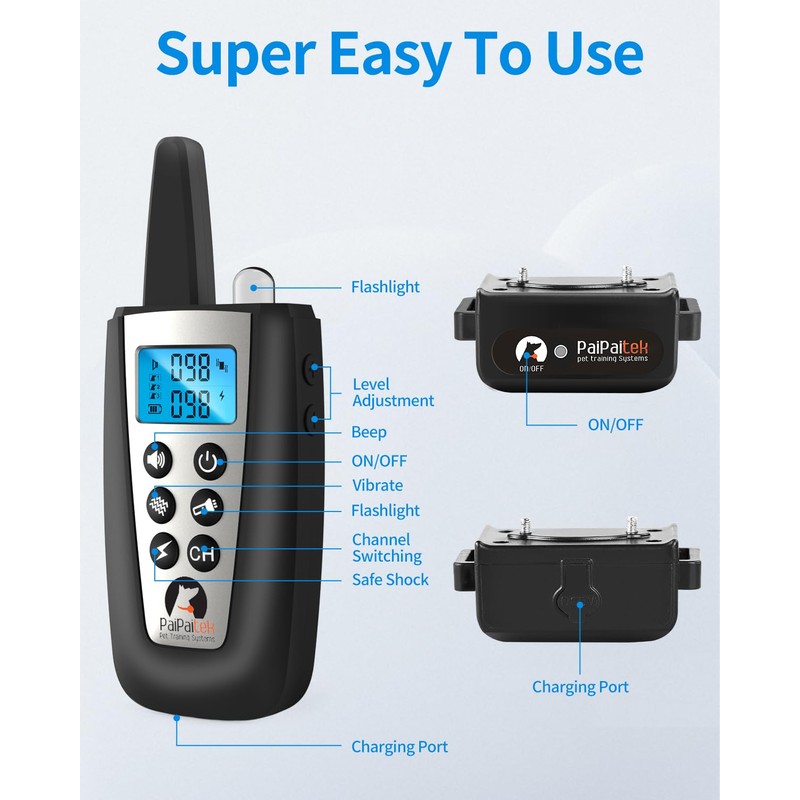 PaiPaitek Dog Bark Collar with Remote 3300ft Range - Automatic