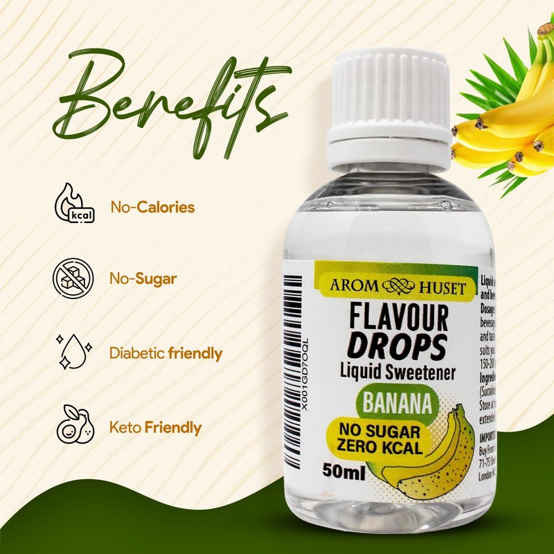 Aromhuset Banana Flavour Drops 50 ml – High Intensity, Sugar