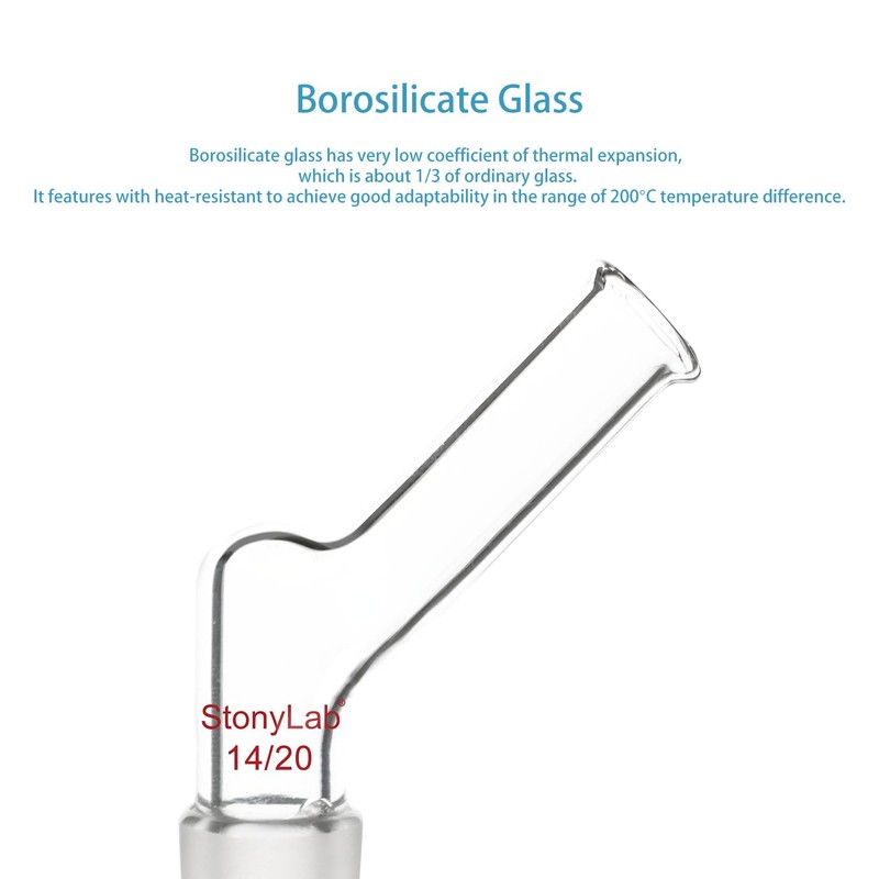 stonylab Angled Glass Adapter, Borosilicate Glass Pouring Adapter with 14/20
