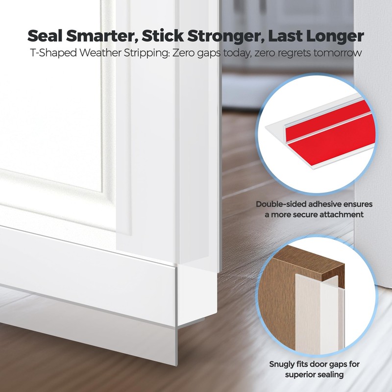 T-Shaped Seal Strip for Door Frame, Clear Silicone Weather Stripping,