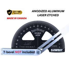 SAWSET Miter Saw Protractor. 8 inch Aluminum Laser Etched Angle Finder Plus Ruler. No Math Ever! Large Scales Are The Key to Accuracy.