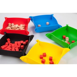 Collapsible Board Game Storage Bowls, Portable Folding Tray Accessory Holds Tabletop Bits, Components, Pieces, Dices for Classic & Modern Gaming, RPG Roleplaying (5-Pack) (Basic Color)