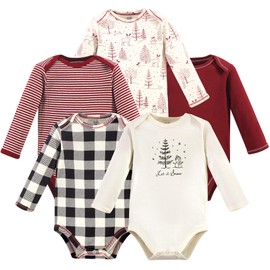 Touched by Nature Baby Organic Cotton Long-Sleeve Bodysuits, Winter Woodland, 0-3 Months