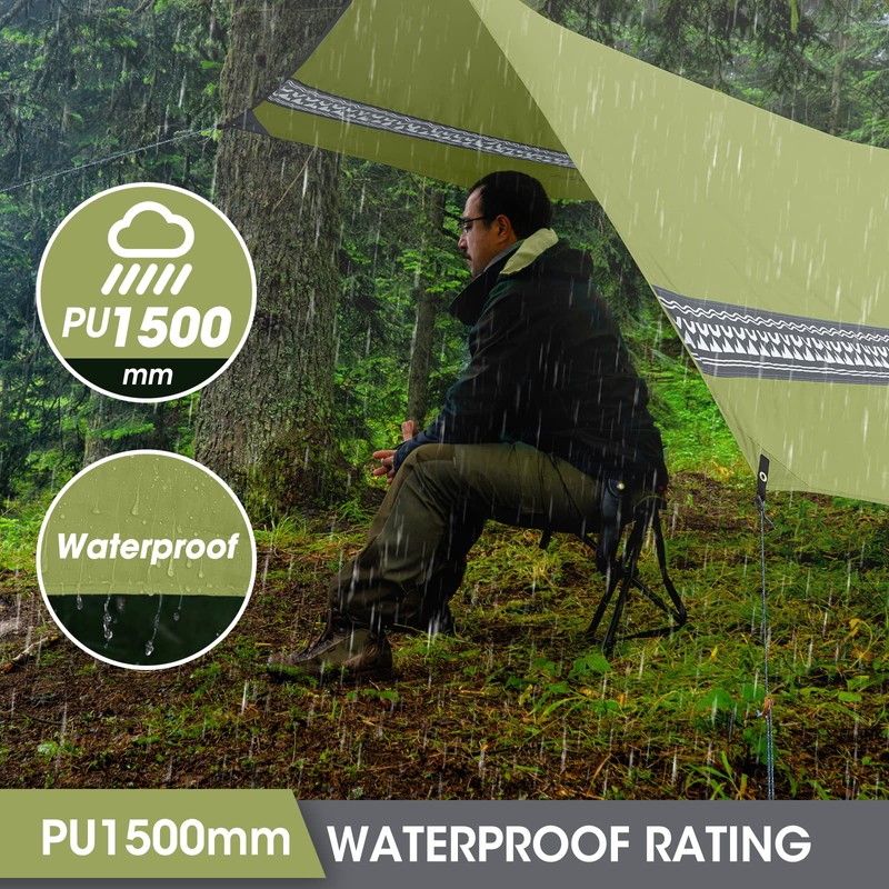 VILLEY Hammock Tent Rain Fly, Octagonal Waterproof Camping Tarp, Sun