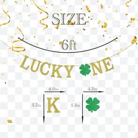 ShuanQ Lucky One Banner - St Patrick's Day Clover Garland for First Birthday Party Supplies - Shamrock Baby Shower Decorations