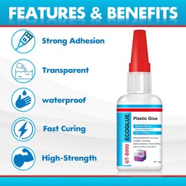 Plastic Glue, 30gx2 Plastic Glue Clear for Plastic Repair,Fast-Curing & Weatherproof Adhesive, Safe & Non-Toxic, Instant & Super Viscosity Glue for Glass, Wood, Ceramic, Metal, Stone, Jewelry, DIY