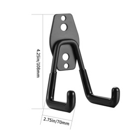 4 PCS Garage Hooks, Ladder Hooks Hanger, Double Hooks Heavy Duty Iron Wall Mount Tool Holder for Home Chair Ladder, Organizing Power Tools
