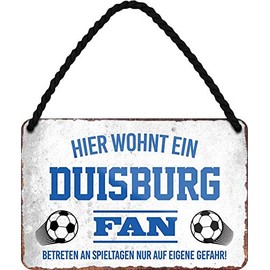 schilderkreis24 Football Sign Decoration Garage Item Sport Club Gift Idea Club Christmas Football Fan Lovers Enthusiasts 18 x 12 cm (Here wohnt ein Duisburg Fan)