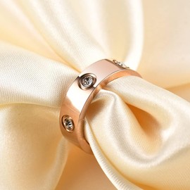 RIXERKOC Love Friendship Ring for Women Cubic Zirconia Stainless Steel Promise Ring Wedding Band Jewellery Valentine's Day Birthday Mother's Day Gifts for Women Girls, Stainless Steel, Cubic Zirconia