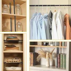 4 Pcs Small Tension Rod 10-15.7 inch Spring Rod, Tension Rod Spring Tension Rod, Small Tension Curtain Rod, Mini Tension Rods for Closet, Cabinets, Cupboard, Drawers, Black