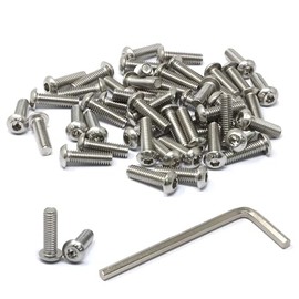 iexcell 50 Pcs M6 x 20mm Thread Pitch 1 mm Stainless Steel 304 Hex Socket Button Head Cap Screws Bolts Kit
