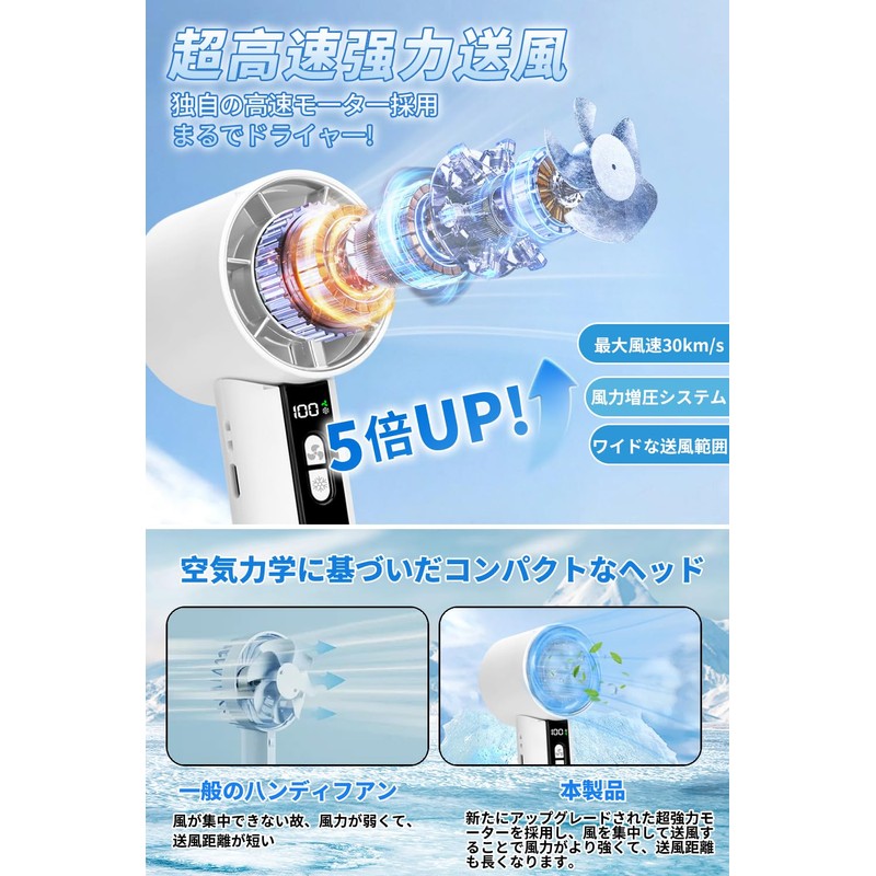 ハンディファン【2025年モデル・瞬間冷却】携帯扇風機 冷却プレート 超高速大風量 5200mAh大容量 折り畳み 手持ち扇風機 小型 100段階風力調節 接触冷感 ミニファン