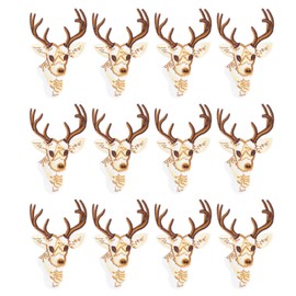 Deer Patches, 12 PCS Embroidery Patch Deer Applique Deer Head Iron on Patches Christmas Decoration Sew on Applique for Hat Clothes