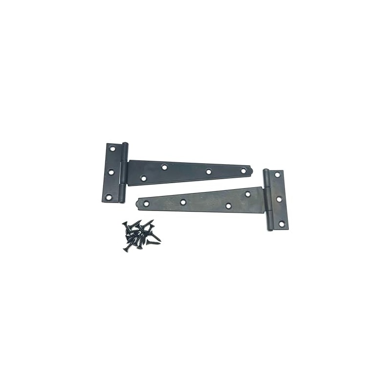2PK 150mm Black Tee Hinges with Fixings. 6" T-Hinges for