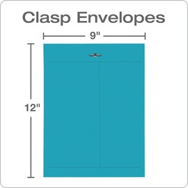 Quality Park Clasp Envelopes, 9 x 12 inches, Blue, Pack of 10 (38737)