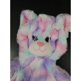 Build-A-Bear Plush Pastel Swirl Tie-dye Kitty Cat Pink Purple Blue,  UnStuffed
