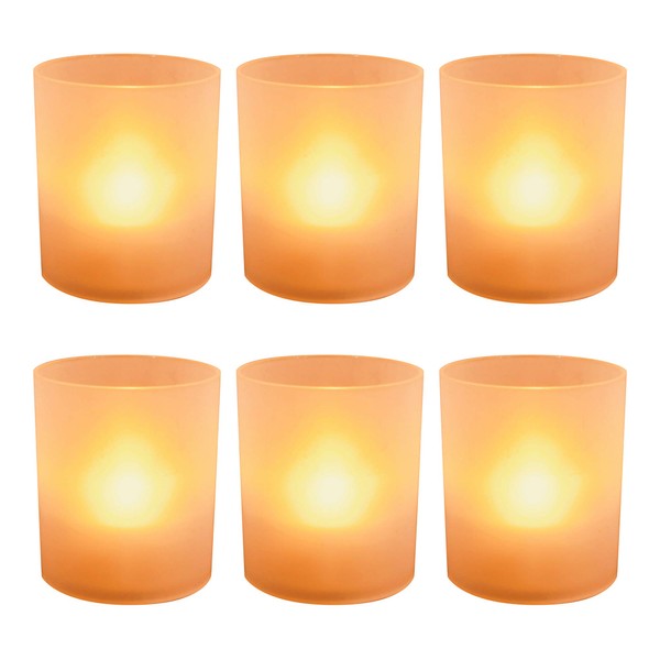 LumaBase Battery Operated LED Lights in Frosted Votive Holders -