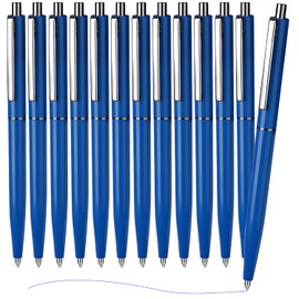 MOTIBACK 12 Pack Metal Ballpoint Pens,Retractable Blue Ink Pens with Pocket Clip, Refillable Writing Pens for Office, School