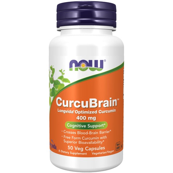 NOW Supplements, CurcuBrain™ 400 mg with Longvida® Optimized Curcumin, 50 Veg Capsules