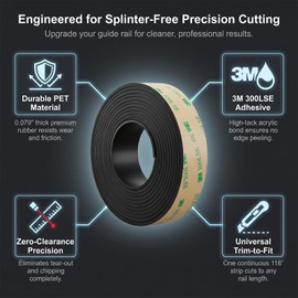 194419-4 118" Track Saw Splinter Guard Replacement Strip - Universal Guide Rail Anti-Chip Strip for Precision Cutting (59" Black)