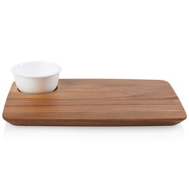 Corelle Vitrelle Coordinates 2-Pc Cheese Board with Bowl Serving Set,Charcuterie Platter with Bowl, Dip Bowl and Long Serving Board Set,Triple Layer Glass Bowls are Dishwasher and Microwave Safe,White