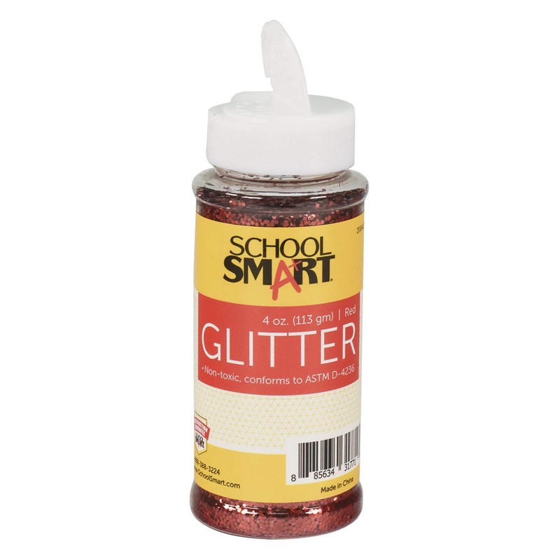 School Smart Craft Glitter, 4 Ounce Jar, Red (S2004128)