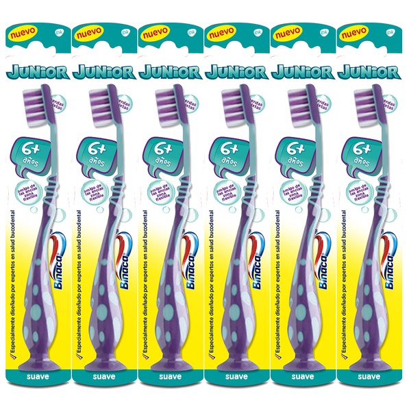 Binaca Junior Soft Toothbrush for Children Aged 6+ Gum Care Oral Health Care Pack of 6