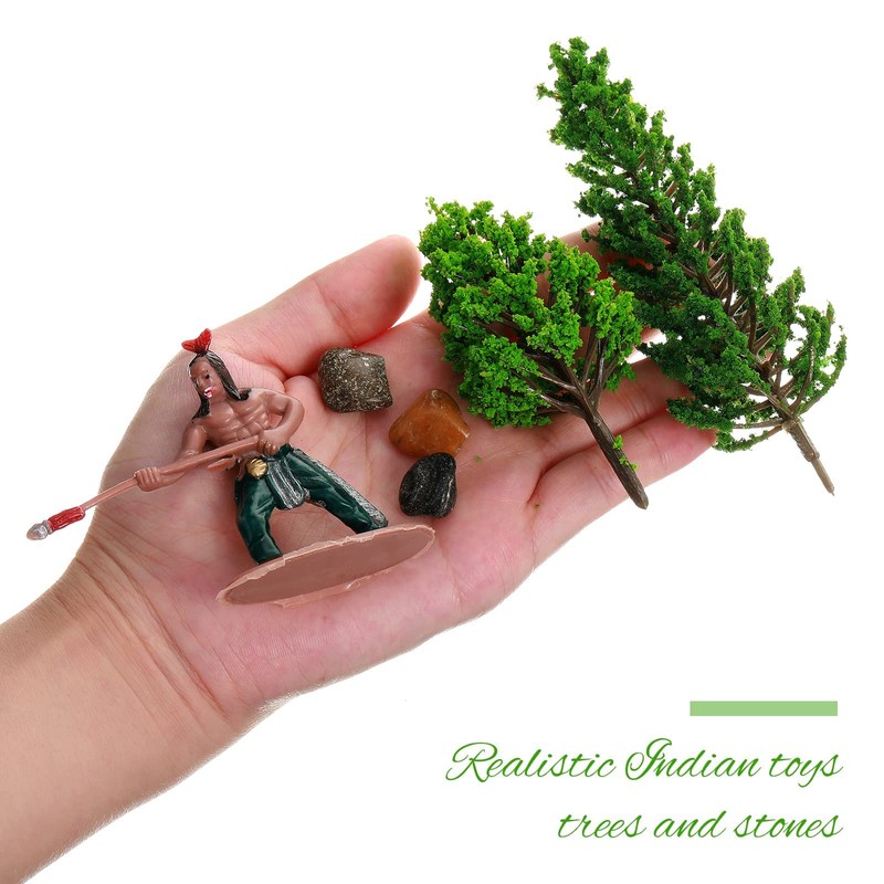 28-Piece Canlierr Native American Indian Plastic Figurines & Model Trees