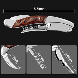 CORKAS Extravagant Professional Wine Key for Executive Waiter, Heavy Double Hinged Fulcrum Corkscrew Wine Opener with Premium Rosewood Handle and Foil Cutter, Great Birthday Gift for Sommelier, Waiter