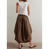 TERIVEEK Women Poplin Midi Skirt Baggy Drawstring Mid Rise Parachute