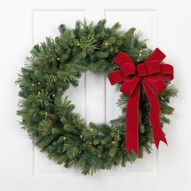 Pre-Lit Battery Operated Mossy Cashmere Pine Artificial Christmas Wreath - 32" - Clear Led Lights