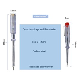 Voltage Tester, 2 Pieces, 110V - 250V Circuit Voltage Tester Pen, Electric Pen Tester, Voltage Tester Screwdriver, Electrical Wire Mains Tester, Electricity Detector, by TradeProvider®