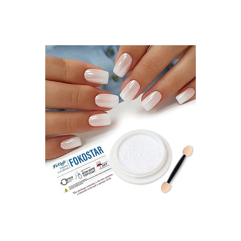 Magic White Pearl cromado Nail Powder Solid Glitter Fairy Shell