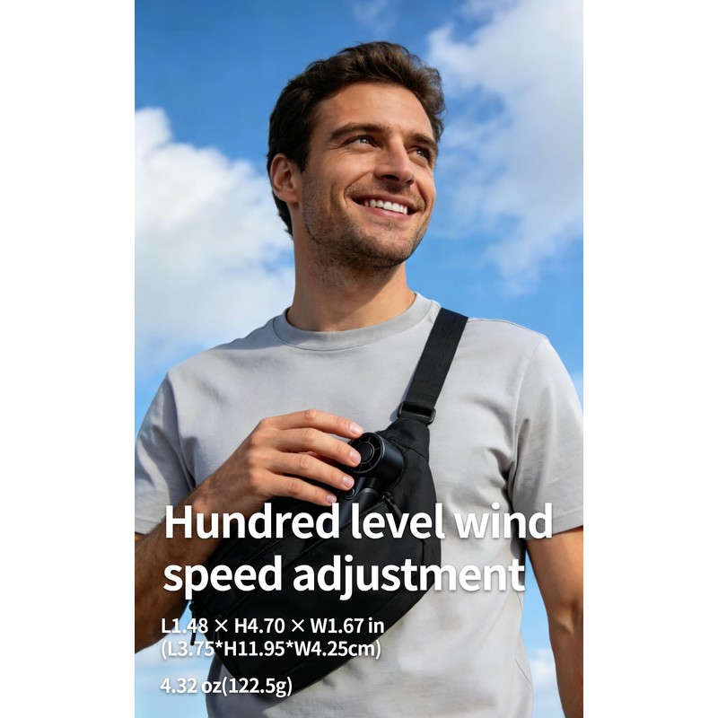 Mini Pocket Handheld Fan, 100 Speed Button Adjustable Personal Fan,