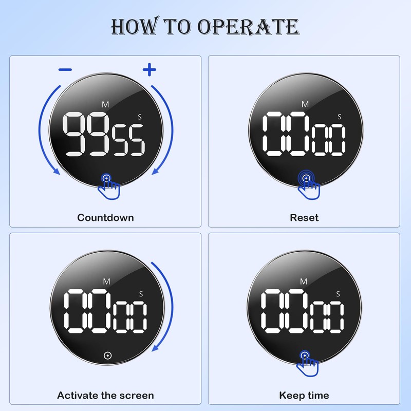Digital Timer, Magnetic Egg Timer, Kitchen Timer, Digital Countdown Timer,