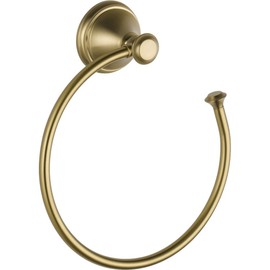 Delta Cassidy (1-Pack) Hand Towel Holder Champagne Bronze Towel Racks for Bathroom Wall Square Towel Ring Holder for Bath Towel Hanger for Kitchen, Bathroom Accessories 79746-CZ