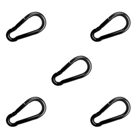 Leliafleury 5Pcs Spring Snap Hooks M5 Alloy Steel Carabiner Clip Spring Key Clips for Keychains DIY Accessories, Black