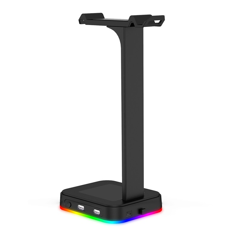 RGB Headphones Stand Dual USB Interface Headphone Holder Earphone Display