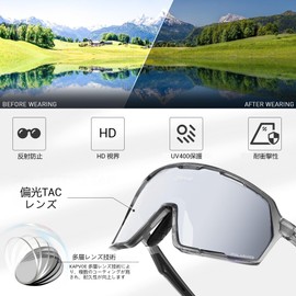 KAPVOE Dimmable Sports Sunglasses Polarized Sports Glasses for Men Women UV400 Protection, Anti-fog polarized silver color