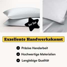 Seralino Satin Cushion Cover 40 x 80 cm, Light Grey (Set of 2), 100% Organic Cotton, Oeko-Tex, Breathable, Soft Like Silk Pillowcase 40 x 80 cm, Also as a Decorative Cushion, 40 x 80 cm Cushion Cover