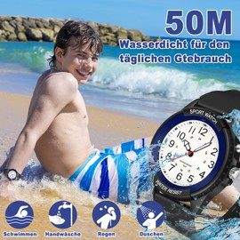 TENOCK 50M Waterproof Watch for Women Men with Night Light Ladies Analogue Quartz Watch for Nurse Sporty Watch for Fashionable Casual Matching or Sports Activity (Black&Blue)