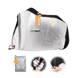 ERWAY 2023 Super Thick Model Bicycle Cover, 420D Ox, Waterproof, Extra Thick, Tear Resistant, Fits Up to 29 Inches, Security Prevention, All Weather, Typhoon, Rain, UV Ray, Dust, Bike Cover, Universal Type, Storage Bag Included (Silver)